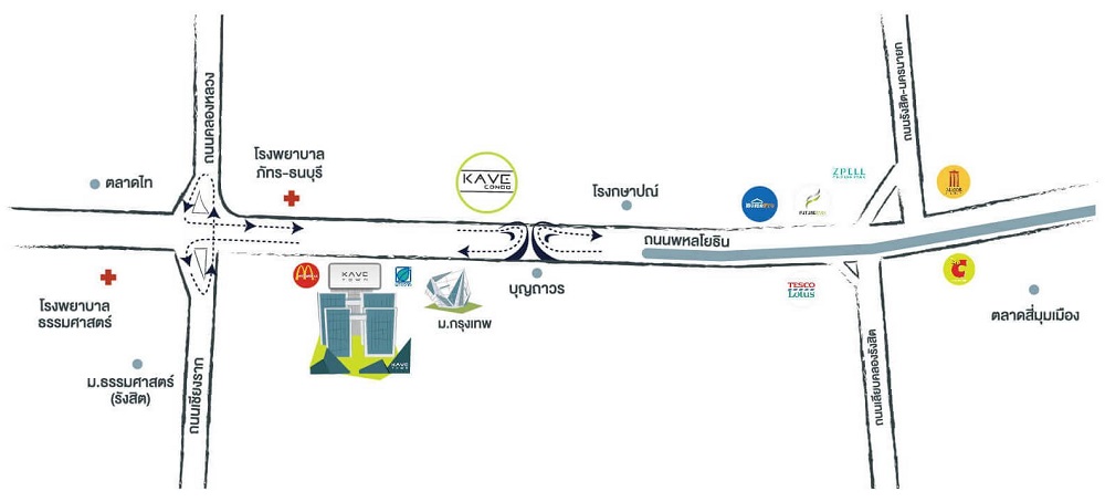 ขายดาวน์คอนโด เคฟ ทาวน์ สเปซ เนื้อที่ 27.26 ตร.ม ติด ม.กรุงเทพ จ.ปทุมธานี