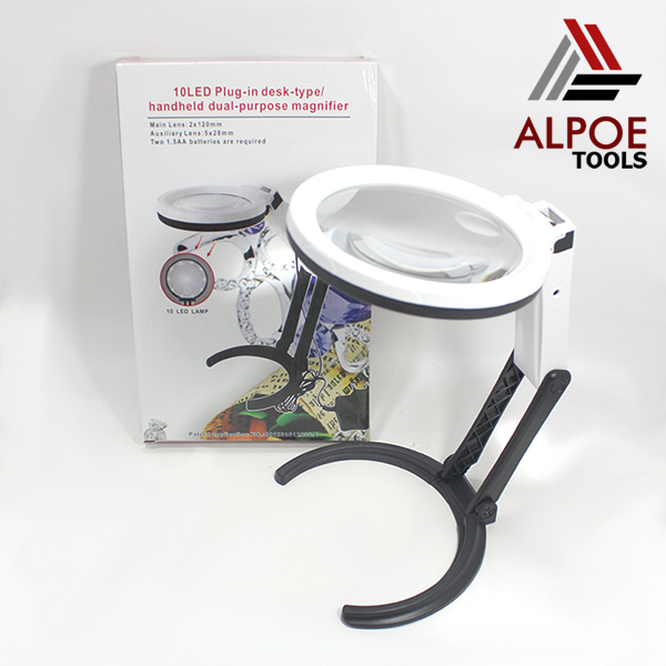แว่นขยายตั้งโต๊ะ ไฟรอบ หลอด LED 10 พับได้รุ่น MG3B-1B / MG3B-1C