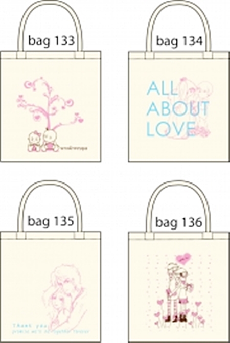 ถุงผ้าดิบ ลดโลกร้อน ม้วนผูกโบว์ พร้อมป้ายชื่อ 24 X 26 ซม ราคา 30,28 X 32 ราคา 35