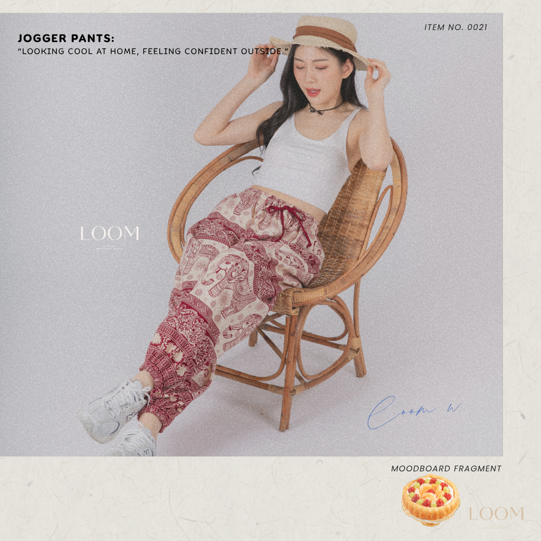 กางเกงขายาว ขาจั๊มพ์ กางเกงช้าง | ทรงสวย ใส่สบาย มีหลายลาย ปั่นเครื่องได้ 🍃กางเกง LOOM