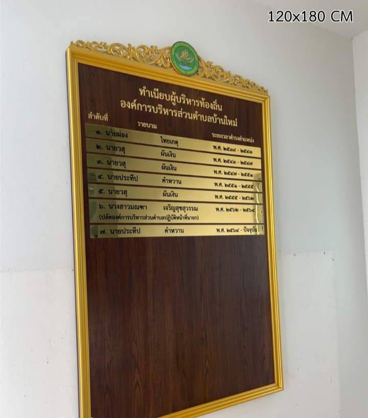 ป้ายทำเนียบบุคลากร ขนาด 120x180cm วัสดุหน้าไม้สัก