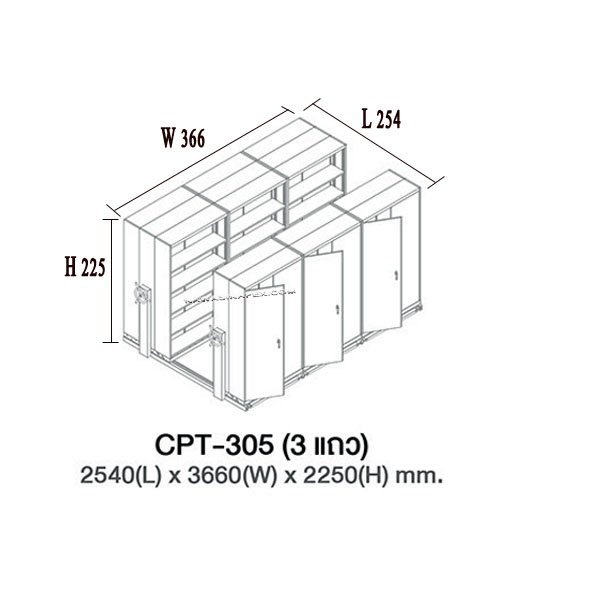 ตู้รางเลื่อนแบบพวงมาลัย 15 ตู้ รุ่น CPT-305