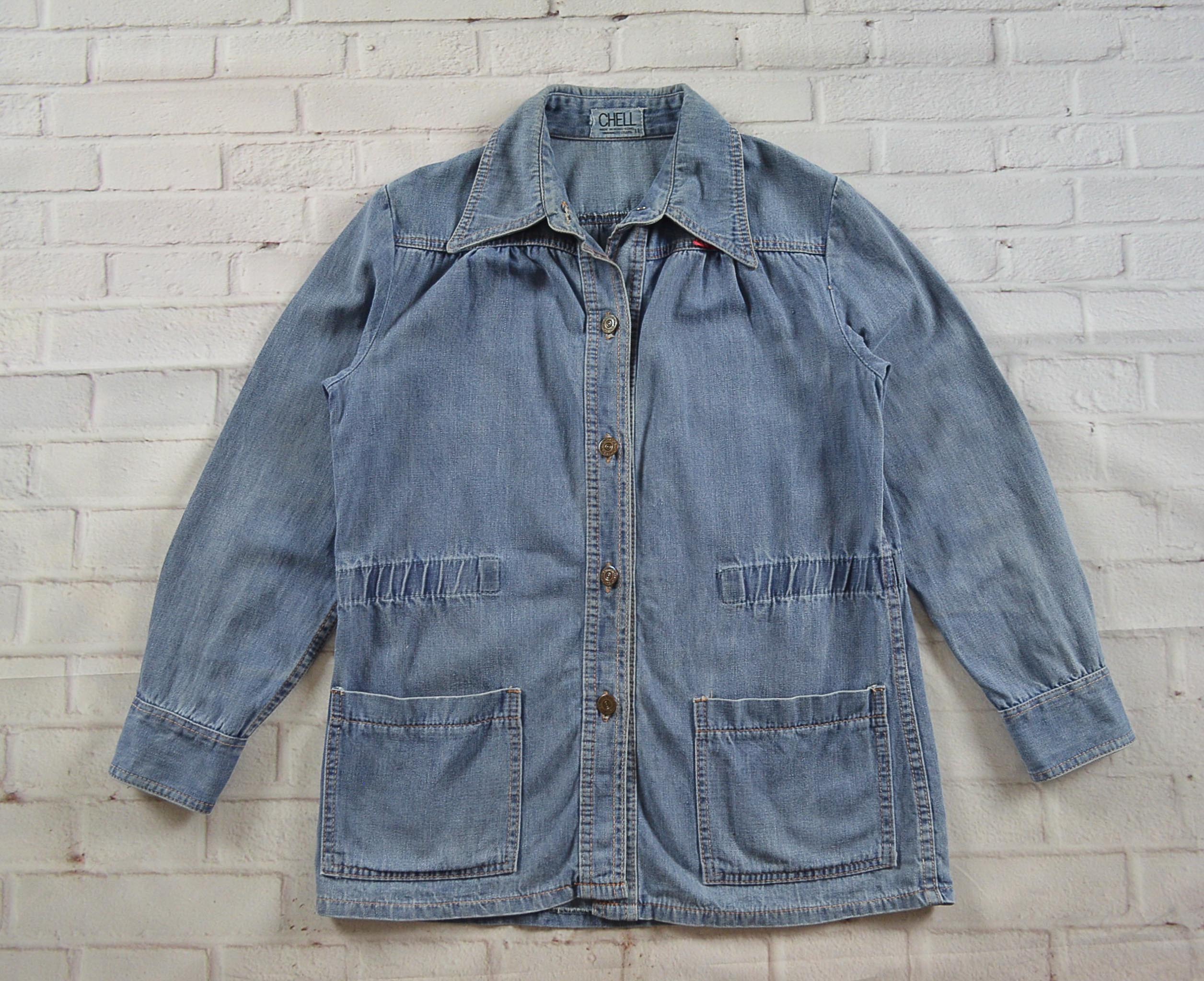 CHELL อกจริง37' (M) เสื้อแจ็คเก็ตยีนส์ เสื้อยีนส์แขนยาวหญิงชาย ผ้านุ่มใส่สบายทรงน่ารัก