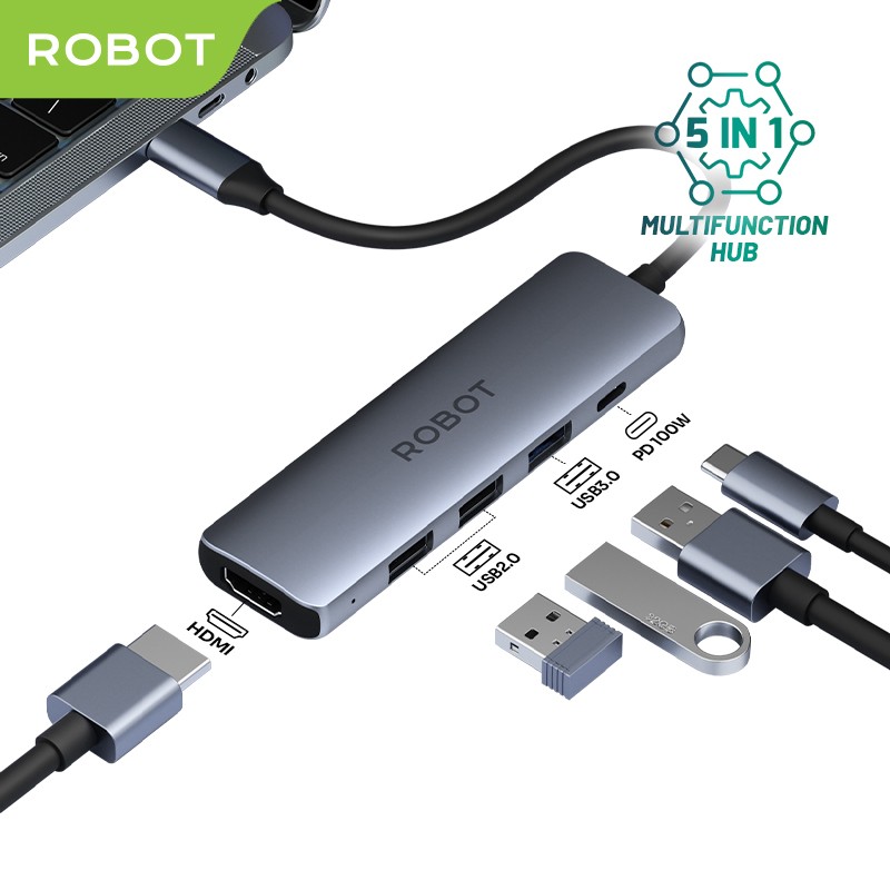 ROBOT HT350 INTERFACE USB-C ชาร์ทโน๊ตบุ๊คได้ต้องเสียบ อดาฟเตอร์ SKU-02868