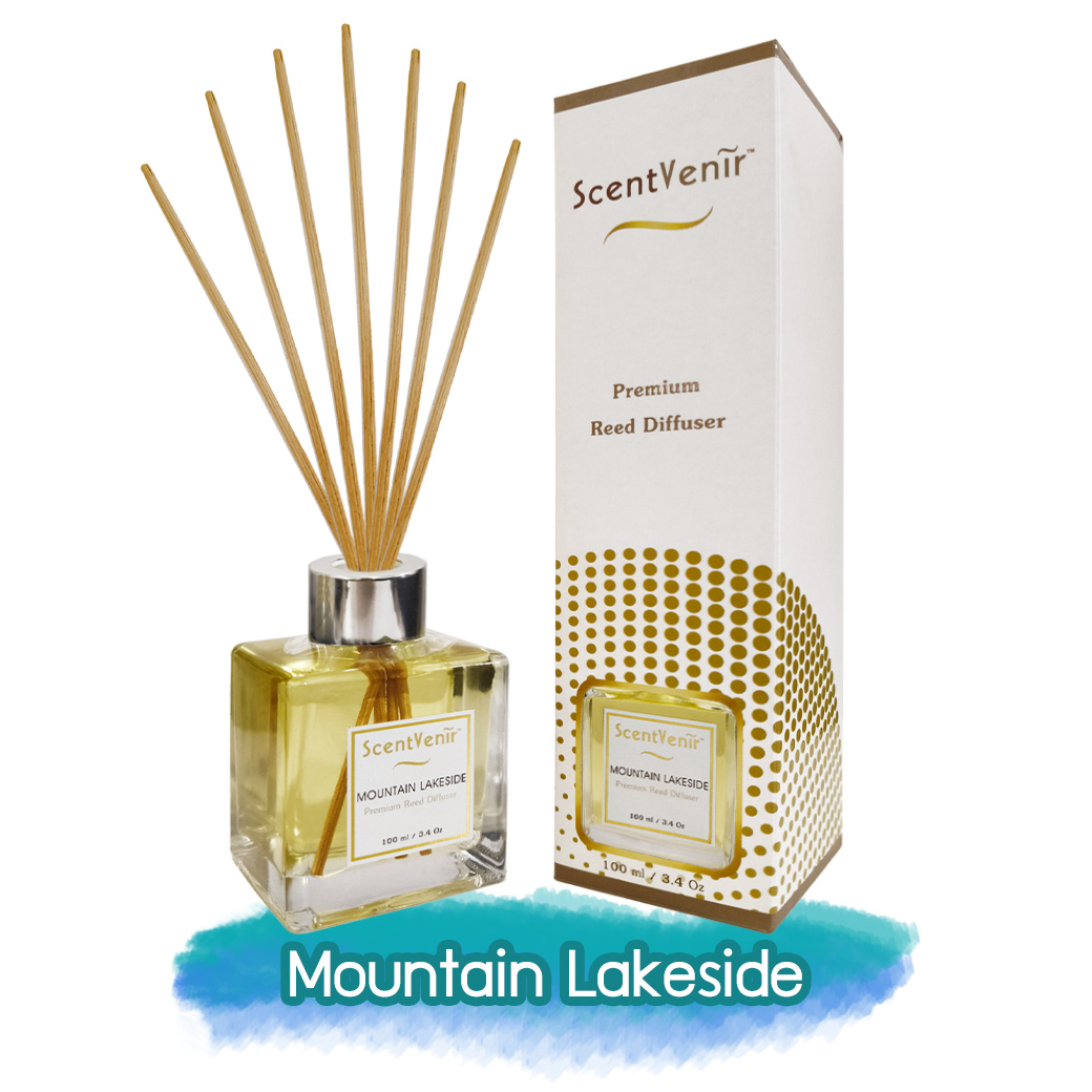 ScentVenir MOUNTAIN LAKESIDE Scent Diffuser น้ำหอมกระจายกลิ่น น้ำหอมปรับอากาศ ไม้หวาย ก้านไม้ ก้านหวาย ก้านไม้หอม กลิ่น เม้าท์เท่น เลคไซด์ สัมผัสกับกลิ่นแห่งขุนเขา ทะเลสาป หอมสะอาด สดชื่น, เย็นสบาย อโรม่า สูตรน้ำมันหอมระเหยแท้กับหัวน้ำหอมเกรดสูง ขนาด 100m
