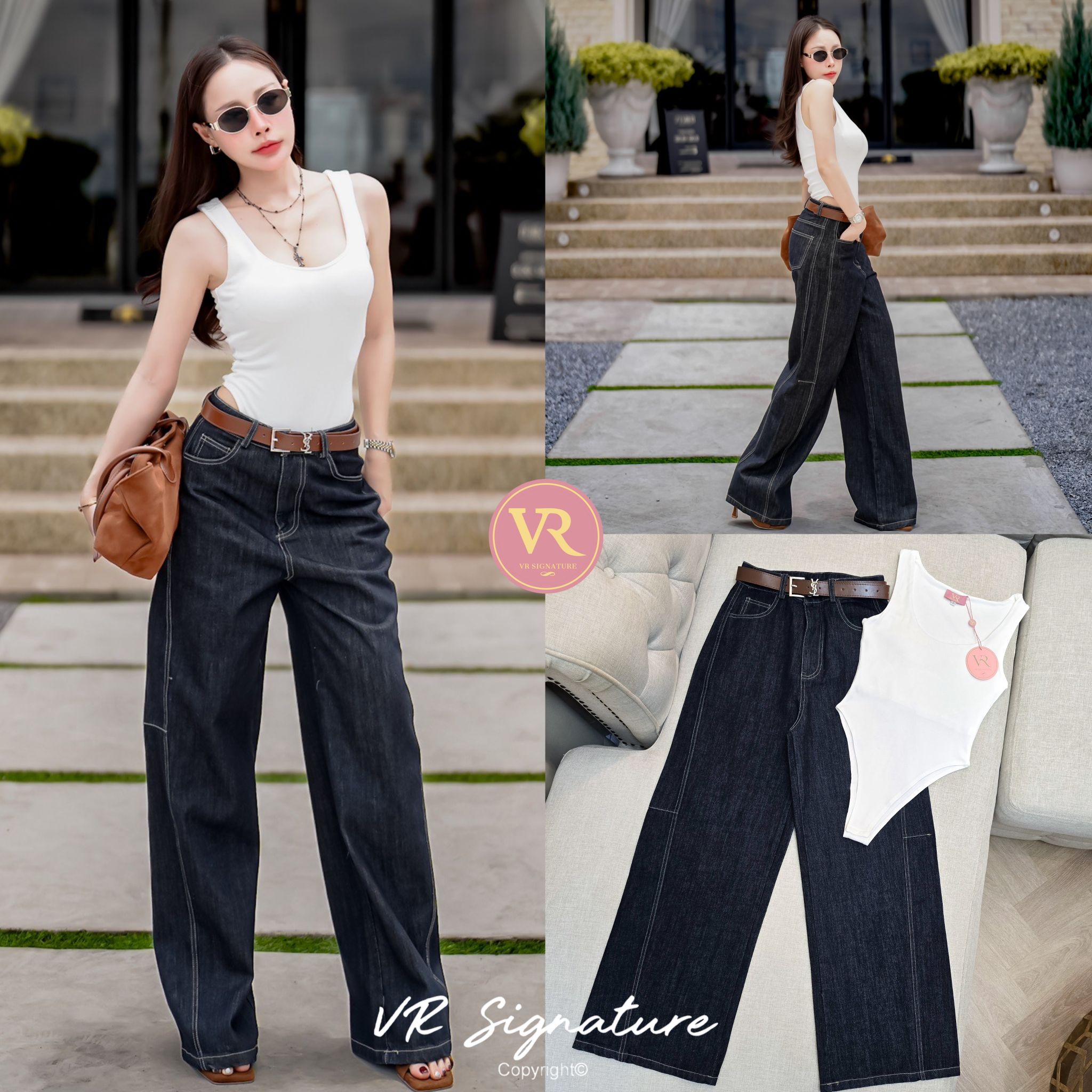 Set เสื้อบอดี้สูทแขนกุด ผ้ายืดเนื้อดีเก็บทรงสวย มีฟองน้ำช่วงอกให้ด้วยค่ะ ตรงเป้าเป็นกระดุมถอด-ใส่ง่ายค่ะ แมทช์กับกางเกงยีนส์ขายาวทรงสวย ผ้ายีนส์สีครามดิบสวยมากค่ะ มีเข็มขัดแมทช์เข้าชุดให้ด้วยค่ะ คุ้มสุดๆไม่ต้องไปหาแมทช์เพิ่มแล้ว
