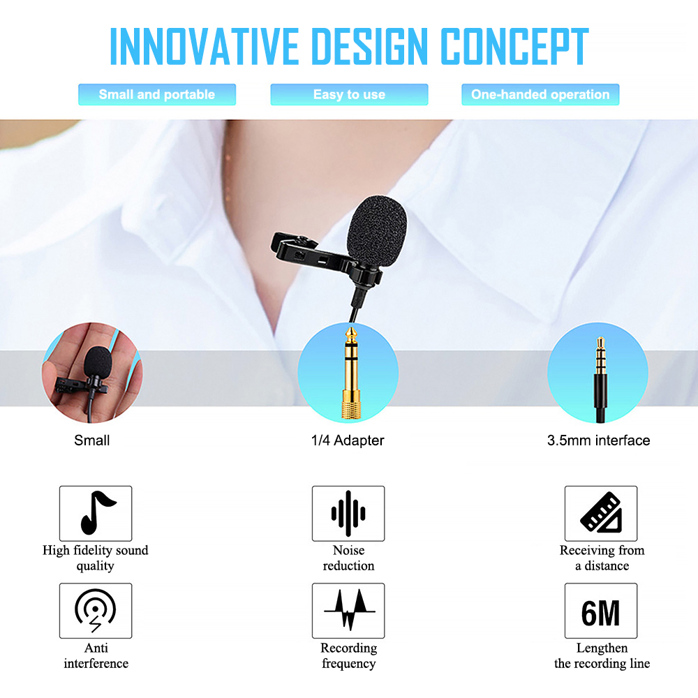 OE-VM10 OKER Clip On Microphone 3.5mm ไลฟ์สด คาราโอเกะ วีดีโอคอนเฟอร์เร้นซ์ YC-VM10 MI-OK-XX-OEM10