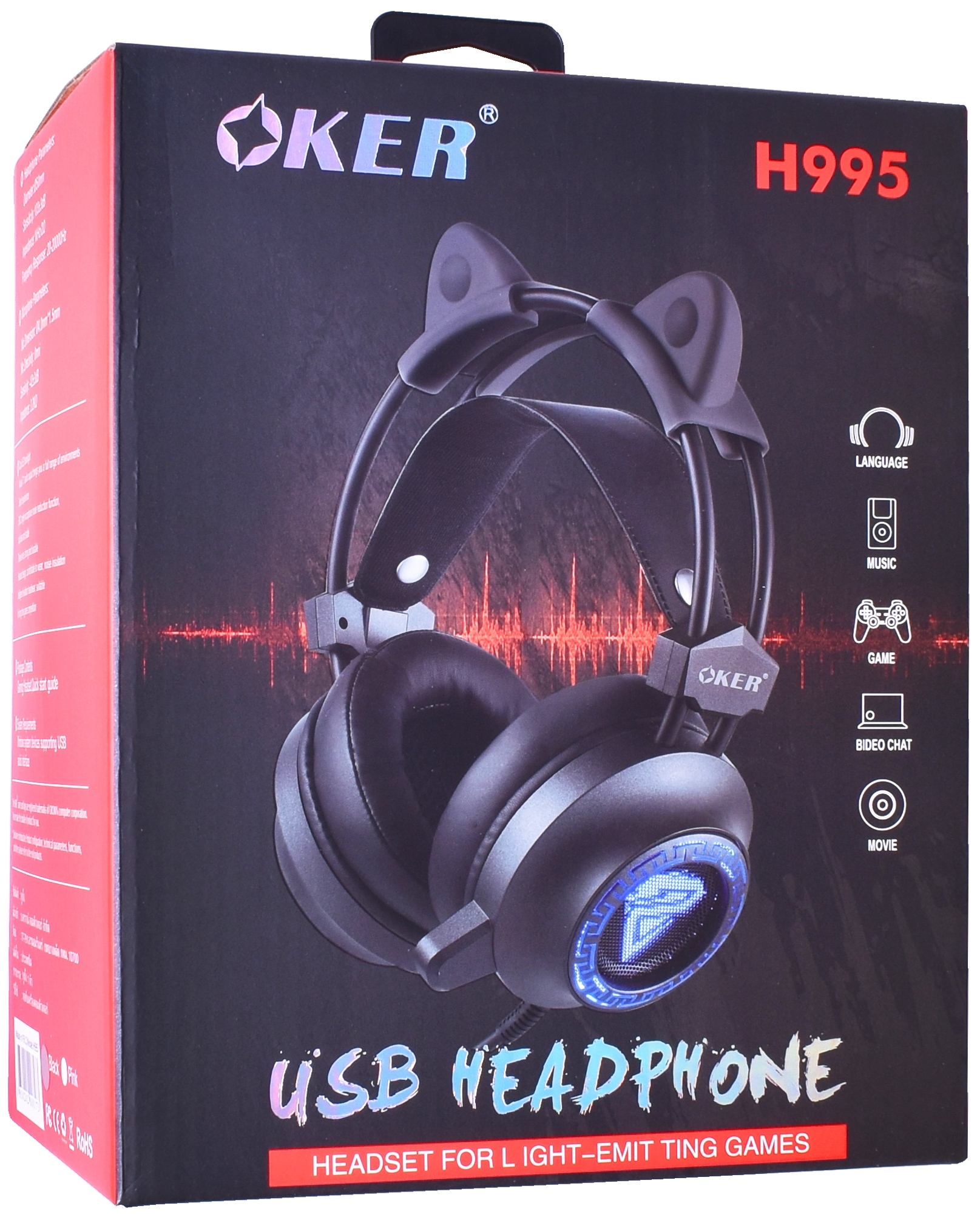 OKER H995 OKER USB HEADPHONE+MIC 7.1 USB HP-HM-OK-H995X