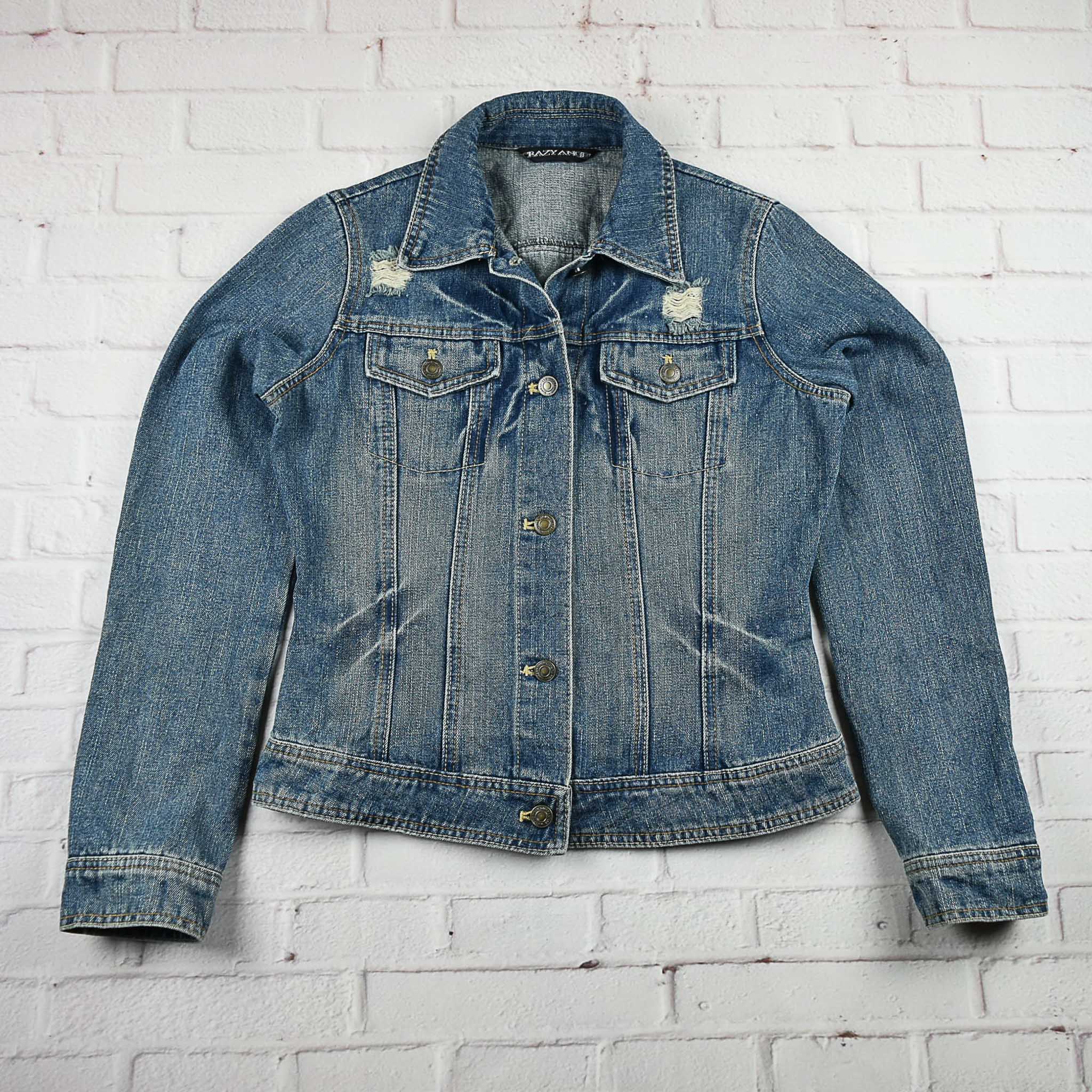 CRAZY ANCBI อกจริง 37 ไซส์ M เสื้อแจ็คเก็ตยีนส์ แขนยาว ผู้หญิง แต่งขาด ทรงสวยใส่สบาย เนื้อผ้านุ่มใส่สบาย