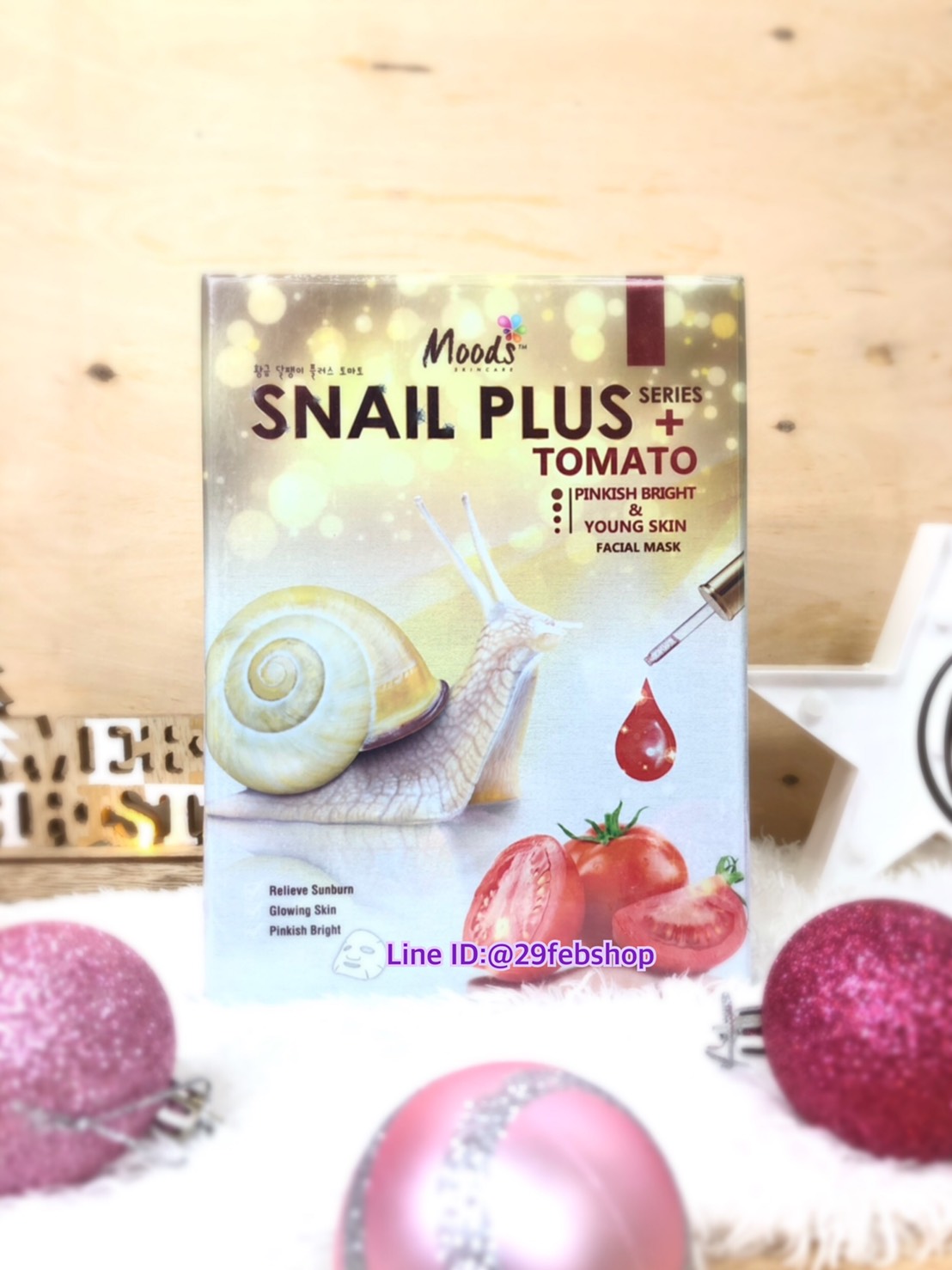 MOODS SNAIL PLUS SERIES TOMATO PINKISK BRIGHT & YOUNG SKIN FACIAL MASK 10x38มล
