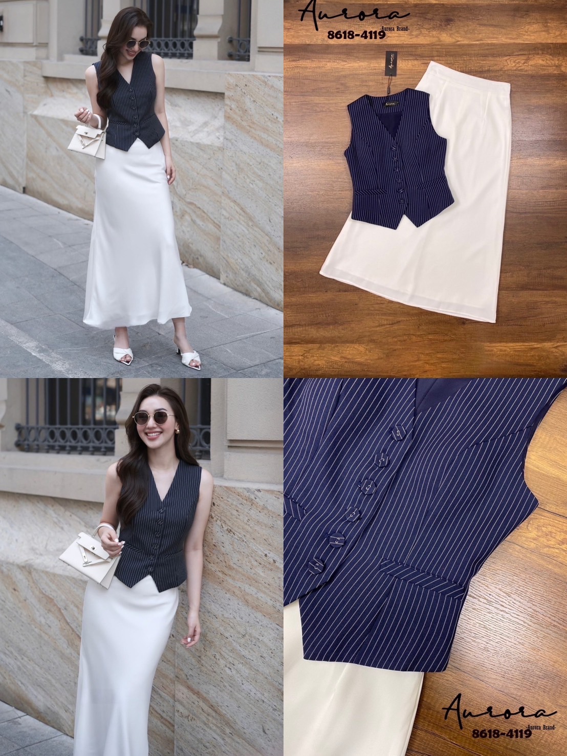 Set เสื้อลวดลายริ้ว คิ๊วสวยหวาน งานดี๊ดี ด้านหน้ามีกระดุมแกะใช้งานได้จริง อกเสริมฟองน้ำเพื่อทรงสวย มีซับใน