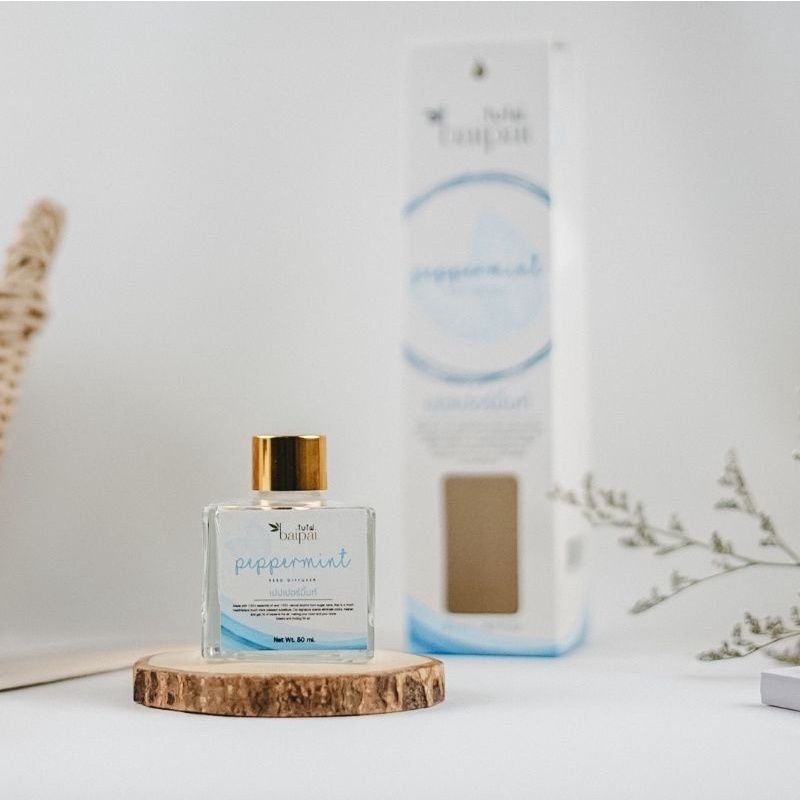 Baipai ก้านไม้หอมอโรมากลิ่นเปปเปอร์มิ้นท์ 🧡 Room Perfume Diffuser ก้านไม้หอมกระจายกลิ่น น้ำหอมบ้าน ก้านไม้หอม น้ำหอมปรั
