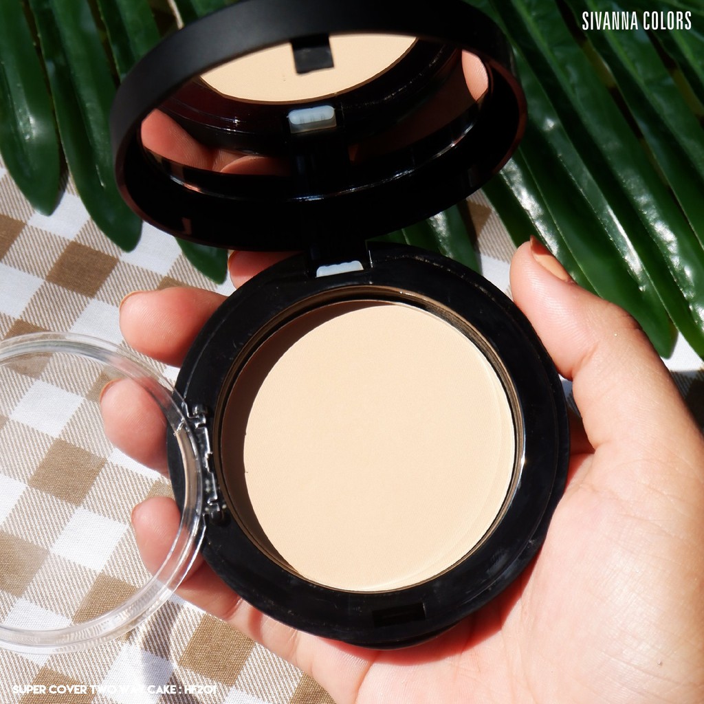 Sivanna Colors Super Cover Two Way Cake Powder HF201 ซิเวียน่า แป้งผสมรองพื้น ตลับดำ