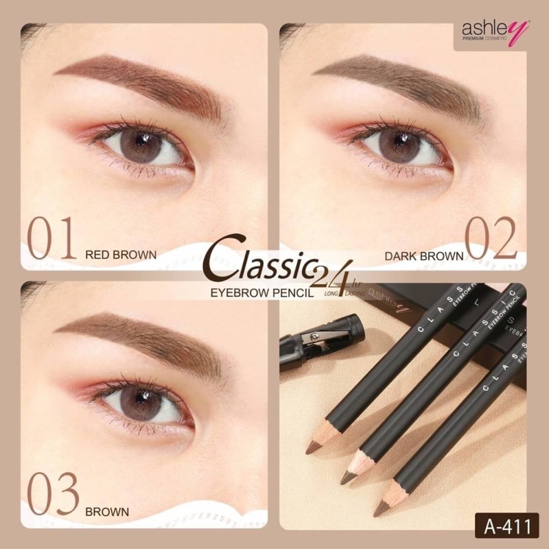 ASHLEY Classic Eyebrow Pencil 24 hr A411 แอชลี่ย์ ดินสอเขียนคิ้ว คลาสสิค