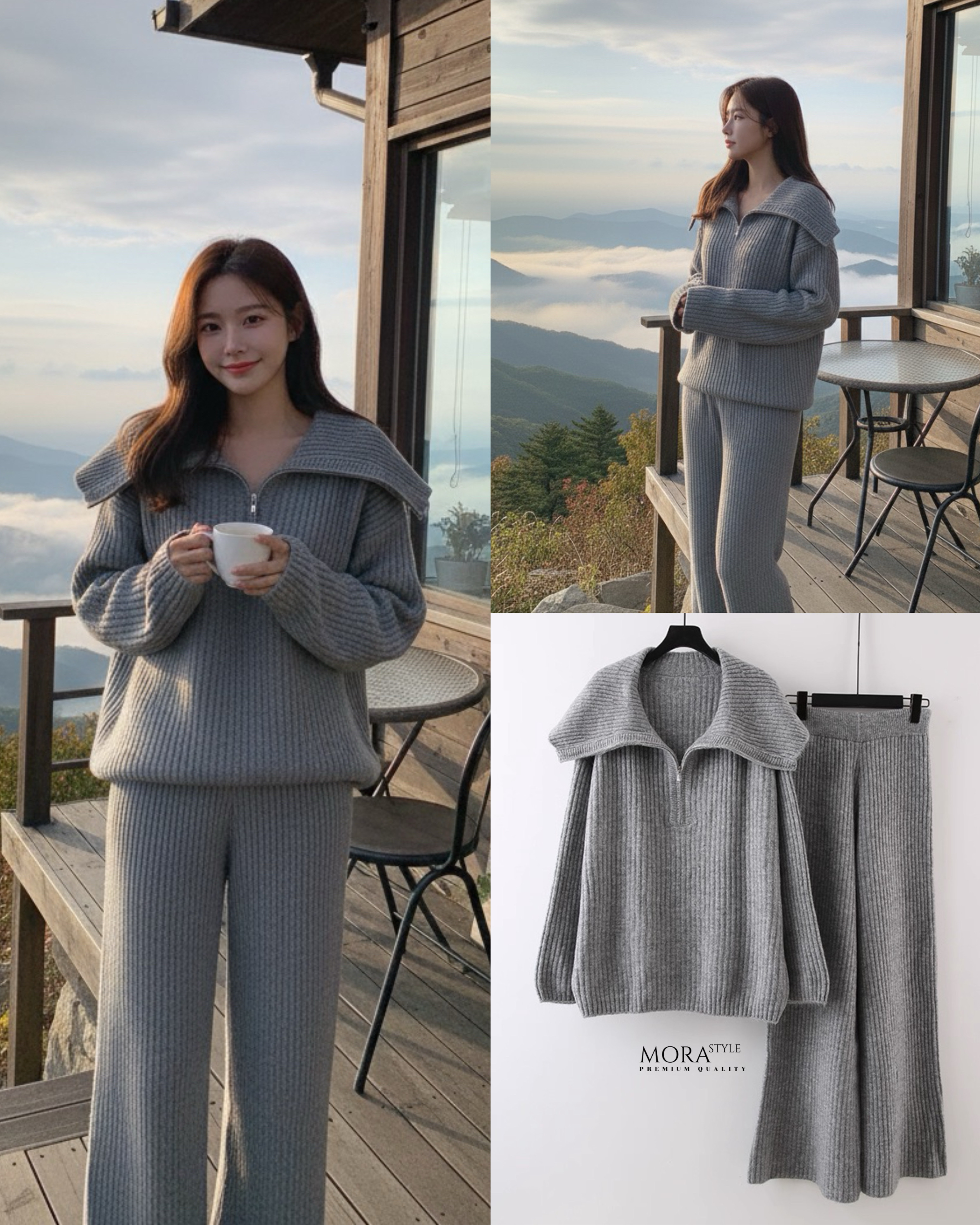 เซ็ท 2 ชิ้น เสื้อไหมพรมแขนยาวมีซิปรูดช่วงคอ มาพร้อมกับกางเกงขายาวผ้ายืดหยุ่นใส่สบาย เป็นงานไหมพรหมผ้าร่องทั้งเซ็ท เป็นอีกหนึ่งคอลเลคชั่นแนะนำสำหรับหนาวนี้เลยค่าาา