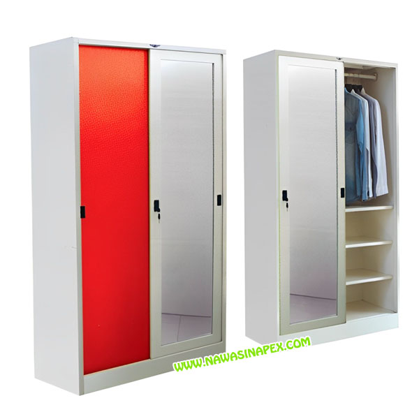 ตู้เสื้อผ้าเหล็ก WS3FH1 บานเลื่อนกระจก