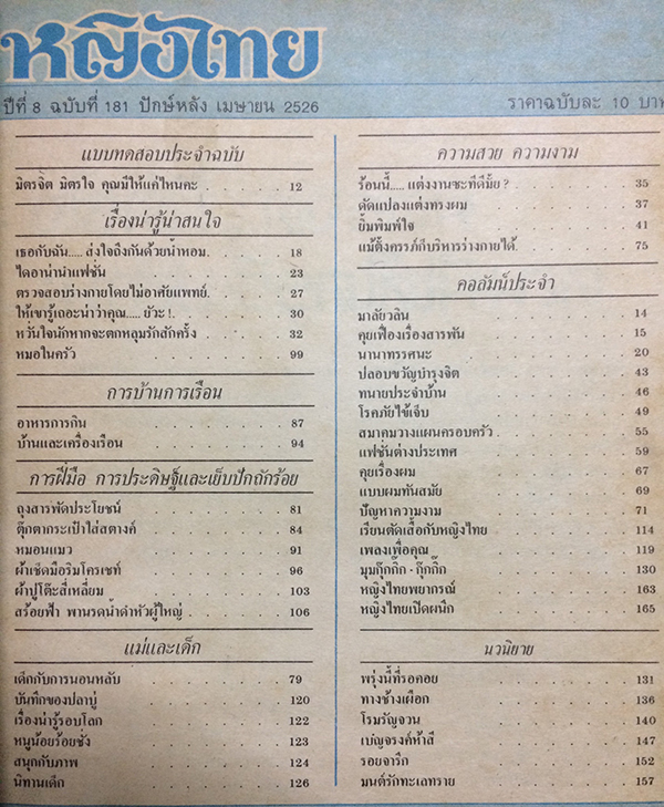 หญิงไทย ปีที่ 8 ฉบับที่ 181 ปักษ์หลัง เมษายน 2526 (สุริยะ แจ่มศรี)