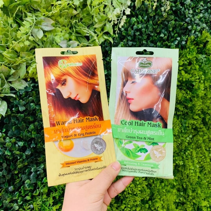 Catherine Hair Mask 25 g แคทเธอรีน มาส์กบำรุงผม สูตรร้อน สูตรเย็น กลิ่นหอม ผมนุ่มลื่น ฟื้นฟูผมแห้งเสีย แตกปลาย