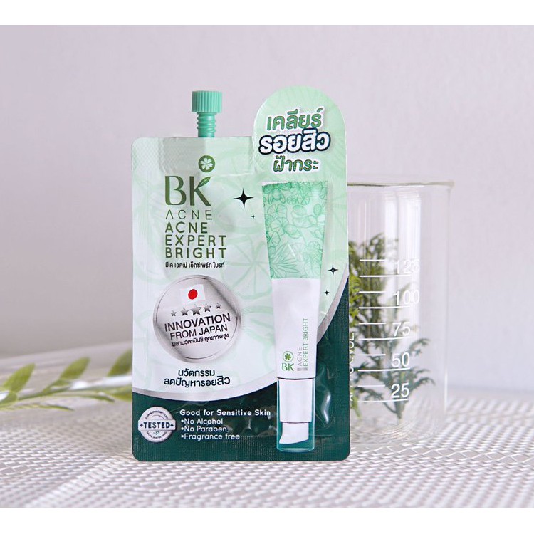 แบบกล่อง แพคเกจใหม่ BK ACNE EXPERT BRIGHT 4 กรัม x 6 ซอง บีเค เอคเน่ เอ็กซ์เพิร์ท ไบรท์ ลดปัญหารอยสิว