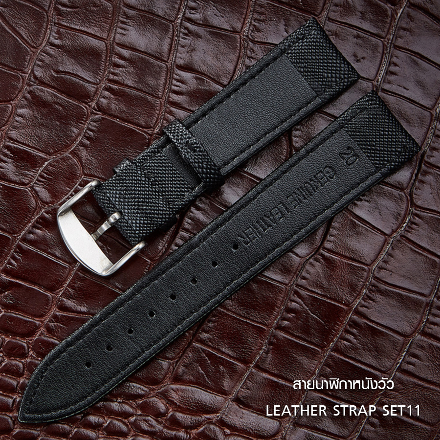 สายนาฬิกาหนังวัวปั๊มลาย Texture SET11 สีน้ำตาล SET10 Leather Watch Strap Brown ขนาด 20 , 22 mm