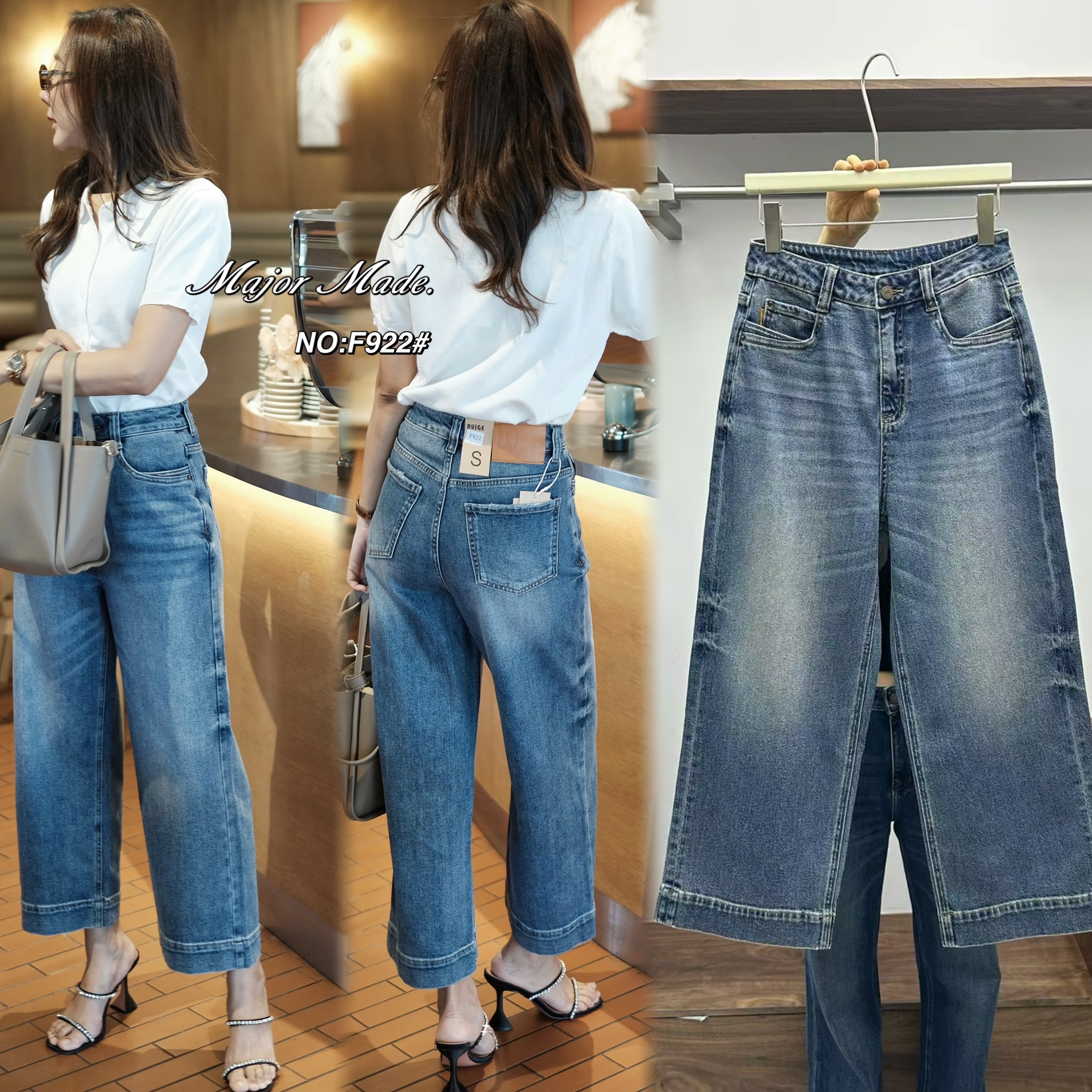 No. RGF922# S-XXL -กางเกงยีนส์ขา9ส่วน ทรงมาใหม่คะ ทรงนี้ปีนี้มาแรงมากค่ะ ทรงเรียบๆ ปลายขาเย็บ เอวสูง เนื้อผ้ายืดหยุ่นเก็บทรง ใส่ดูเพรียวมาก（ผ้ายืด) ใส่สบายมว๊าก สีคือสวยมากๆ ตัวนี้ใส่ได้ตลอด ควรมีติดตู้กันนะคะ มีแต่ปลื้มค่ะ