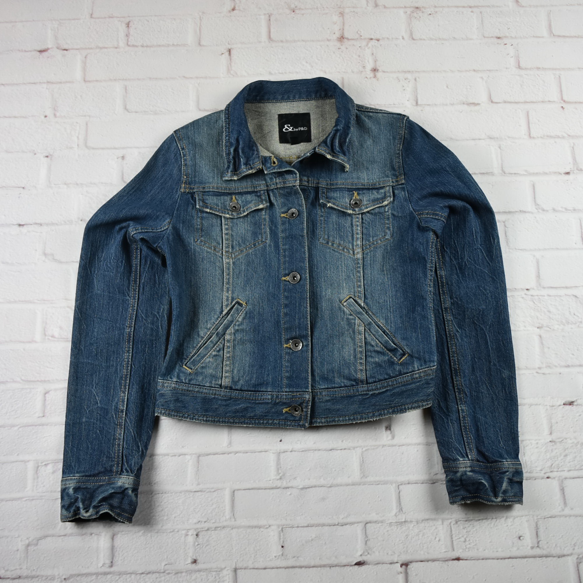 S byP$D อกจริง 33 ไซส์ XS เสื้อแจ็คเก็ตยีนส์ แขนยาว ผู้หญิง ทรงสวยใส่สบาย มีกระเป๋าข้าง