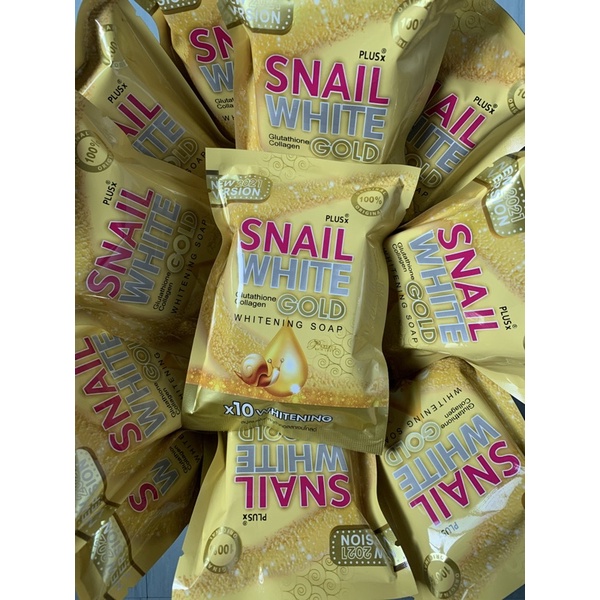 SNAIL WHITE Glutathione Collagen Gold Whitening Soap 80 กรัม สบู่สเนลไวท์ กลูต้า คอลลาเจนโกลด์ by Perfect Skin Lady