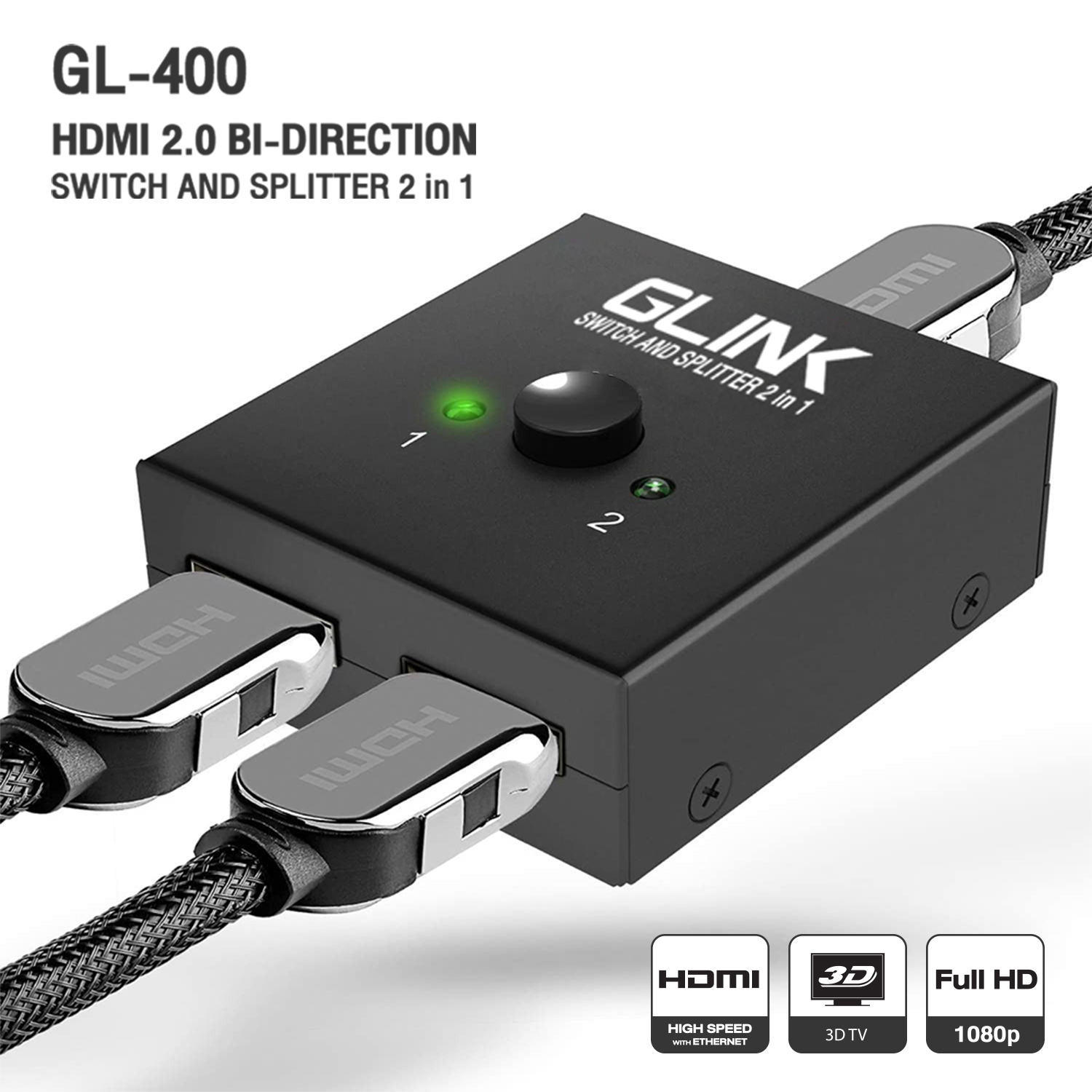 GL-400 GLINK HDMI 2.0 BI-DIRECTION SWITCH AND SLITTER 2 IN1 DA-GO-HM-GL400