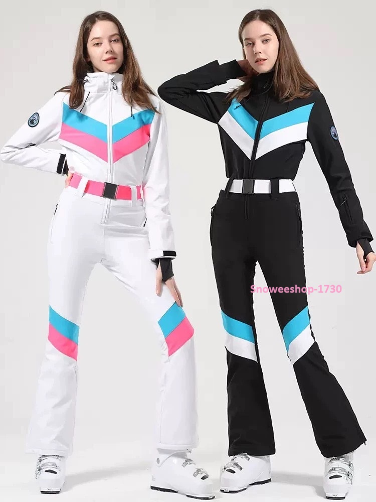 Gsou Snow Suits ชุดสกีผู้หญิงงานพรีเมี่ยมทรงสลิมเข้ารูปผ้าฝ้ายทอผสมเส้นใยโพลีเอสเตอร์บุในขนกำมะหยี่ไม่หนาแต่เอาอยู่สำหรับอุณหภูมิ -30 ชุดสกีที่ดาราใส่กันใส่แล้วไม่พอง ดูเพรียว ฟังก์ชั่นครบหมวกฮู้ดถอดแยกได้แต่งเข็มขัดหรู กันลมเข้าทั้งแขนเสื้อและขากางเกง ผ้