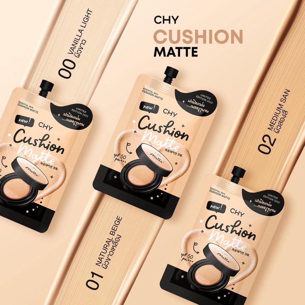 (1ซอง) CHY Essential Skin Cushion Matte SPF50 PA+++ 7 กรัม ครีมรองพื้น คูชั่น ชาย