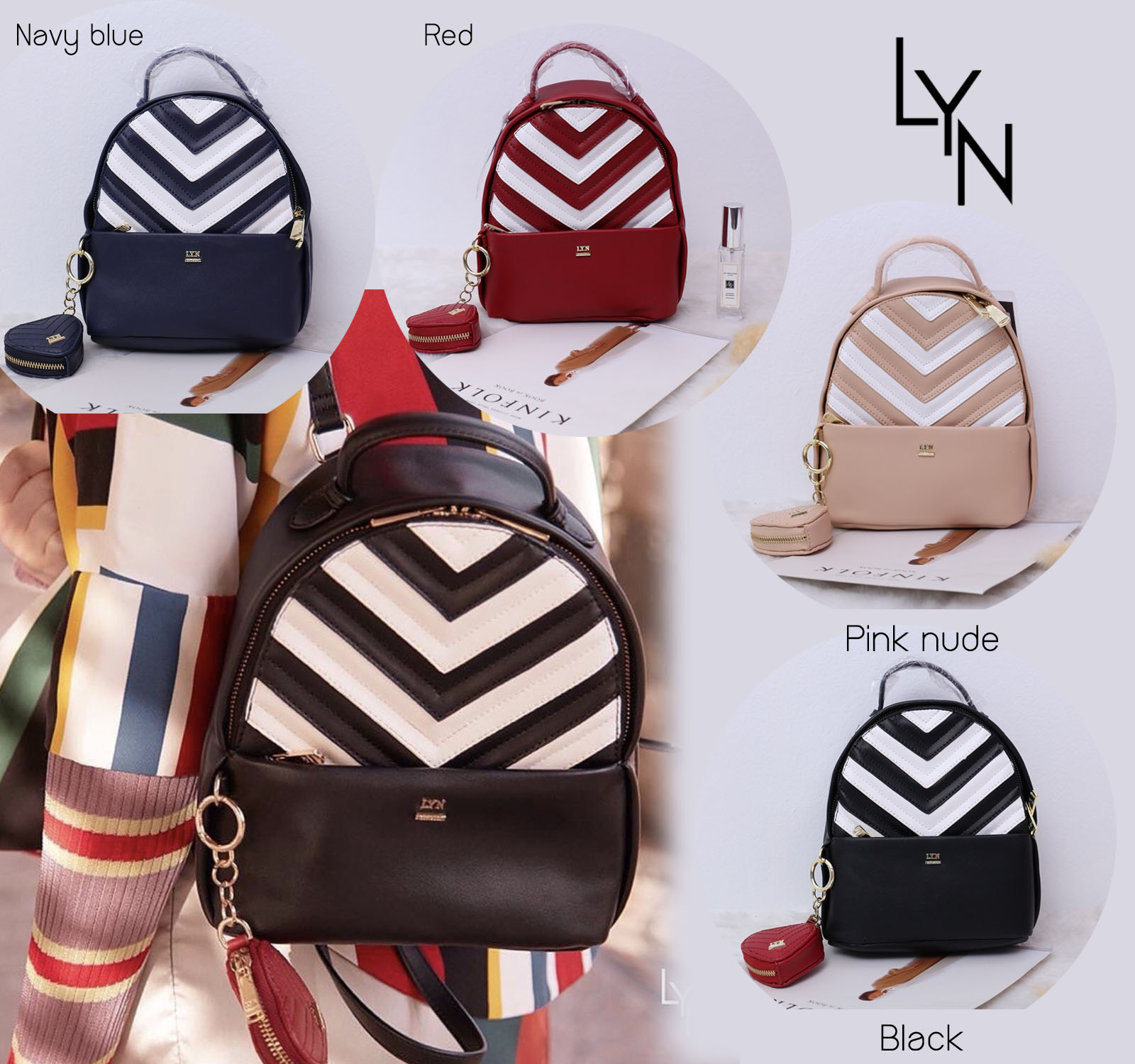 LYN RENA BACKPAK กระเป๋าเป้แบรนด์เนมลิน - สีแดง Red