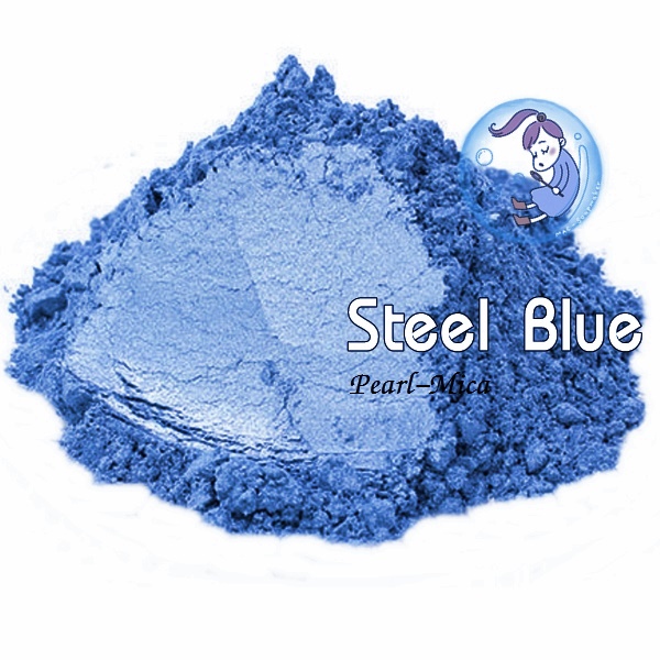 Color Blue : Steel blue mica pearlescent pigment/ สีฟ้าสตีล ผงละเอียดมีประกาย