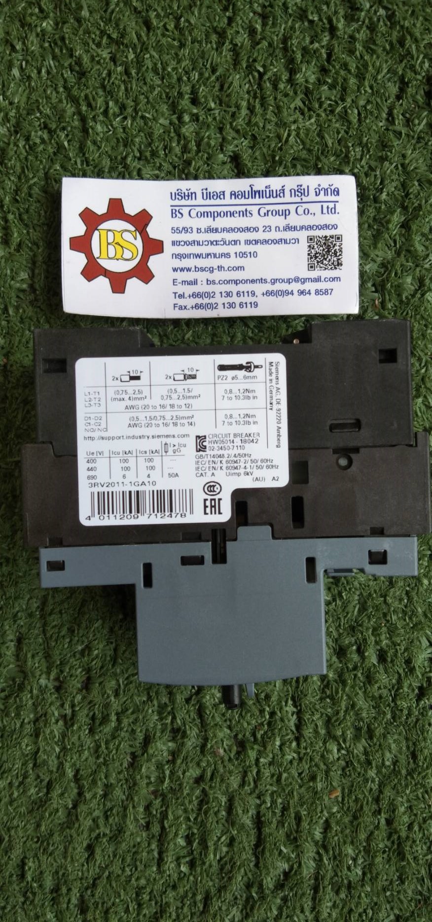 SIEMENS : 3RV2011-1GA10 Circuit breaker size S00 for motor protection CLASS10, 4.5...6.3A
