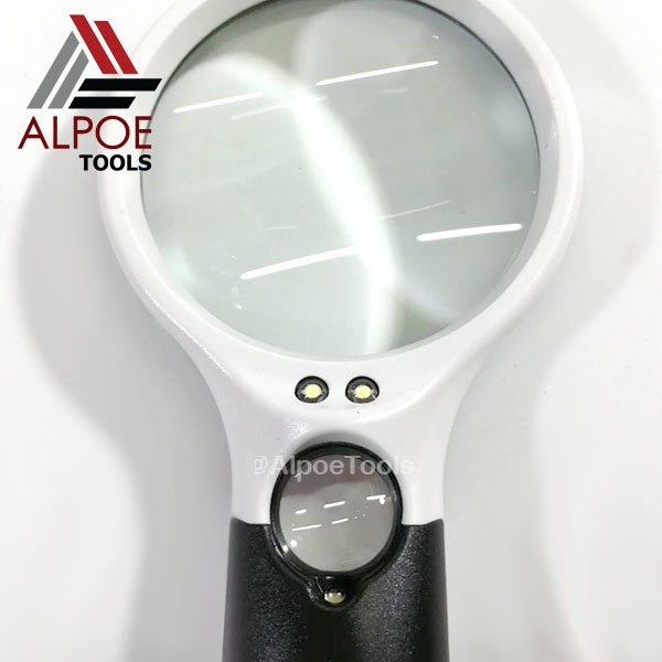 แว่นขยาย แบบด้ามจับ 2 เลนท์ขยาย มีไฟ LED รุ่น No.690XAB