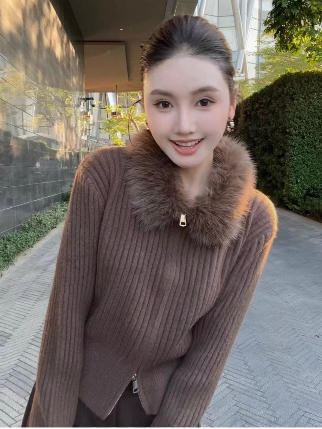 เสื้อสเวตเตอร์ขนสัตว์คอปกฟู ซิปคู่เก๋ไก๋และสวมใส่สบาย
