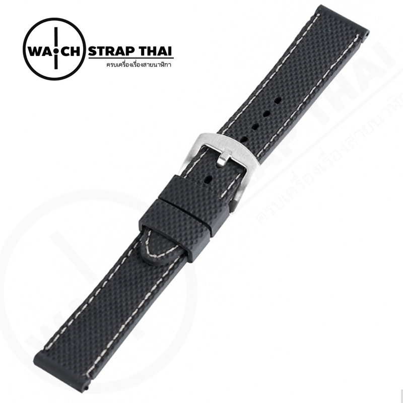 สายนาฬิกายาง SET03 เดินด้ายขาว Rubber Watch Strap White มีขนาด 20,22 mm