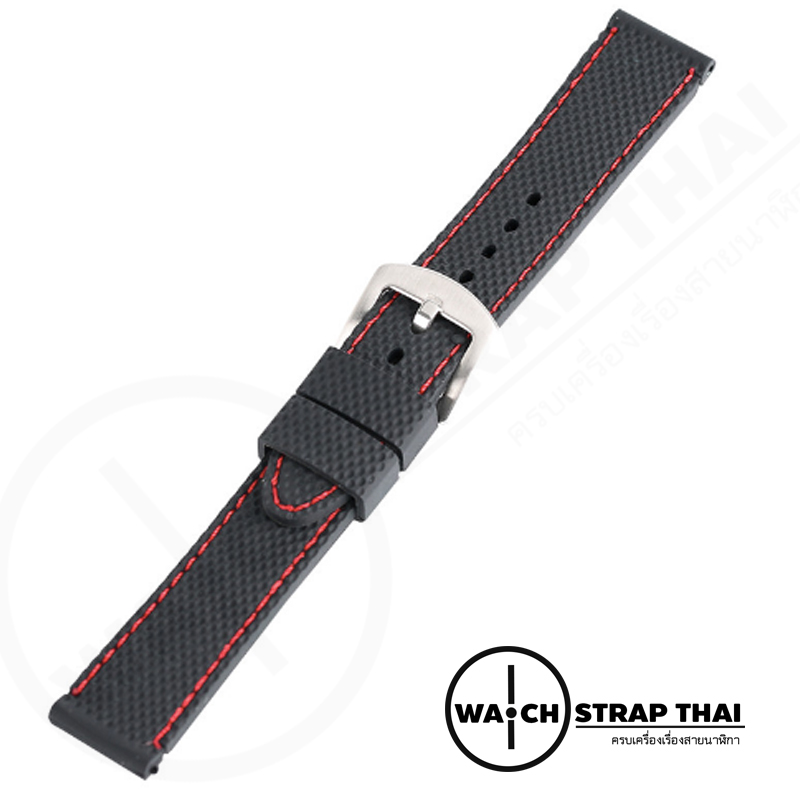 สายนาฬิกายาง SET03 เดินด้ายแดง Rubber Watch Strap Red มีขนาด 20 mm