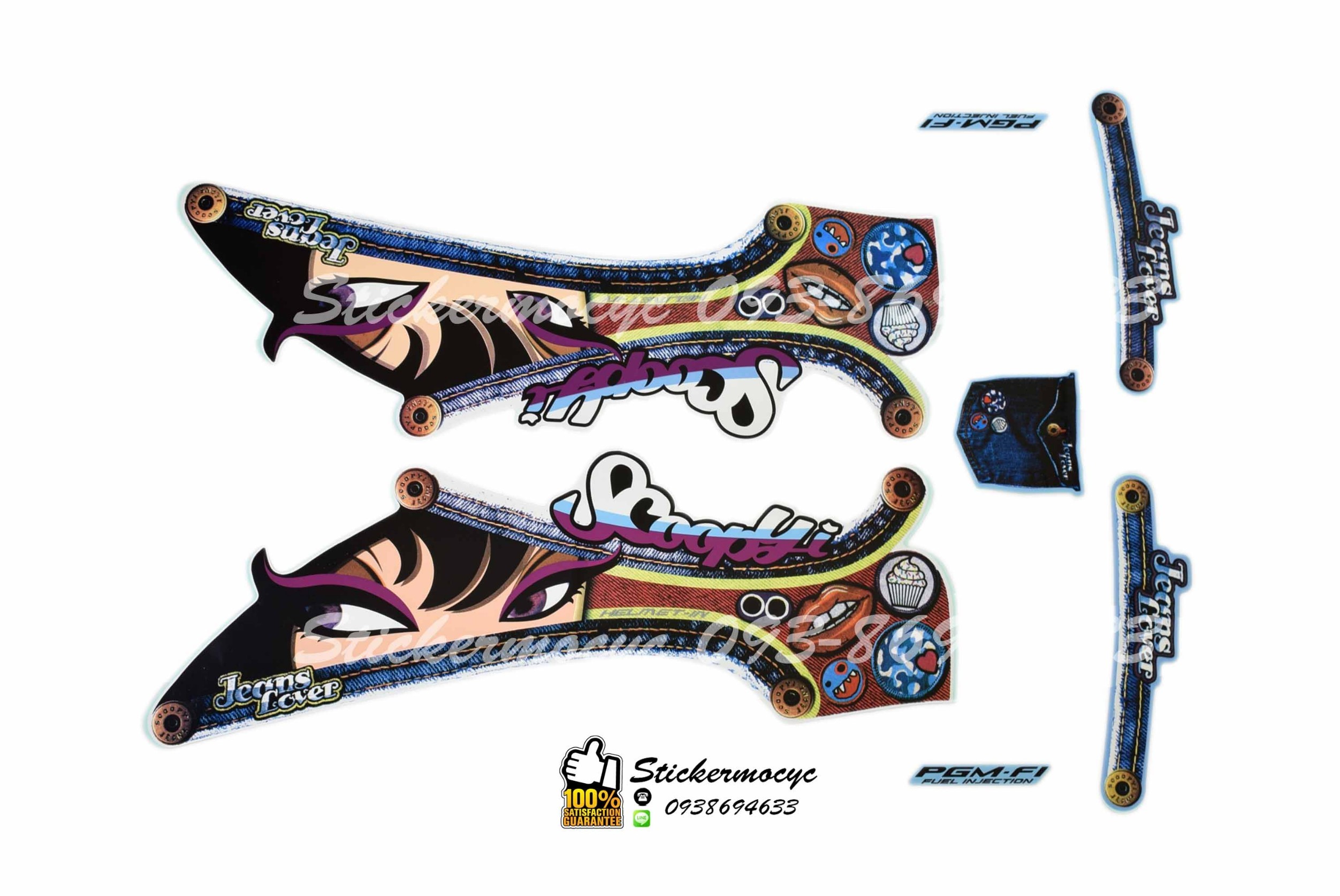 Sticker 3M HONDA SCOOPY I ปี 2013 รุ่น 16 ติดรถสี ฟ้า ดำ (เคลือบเงา) สติ๊กเกอร์ 3 M แท้ สติ๊กเกอร์ติดมอไซค์ ฮอนด้า สกู๊ปปี๊ไอ