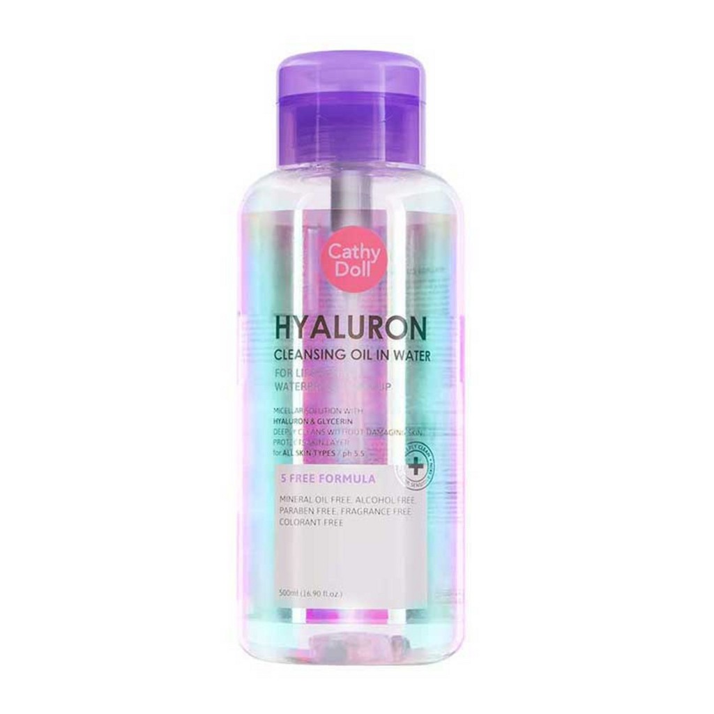 Cathy Doll Hyaluron / Bright Up Cleansing Water เคที่ดอลล์ คลีนซิ่งวอเตอร์ 500ml. ล้างเครื่องสำอาง