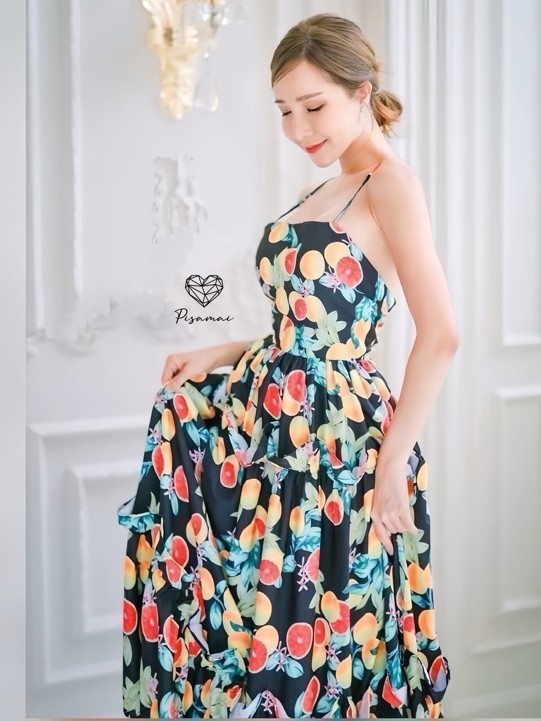 เดรสสายเดี่ยวตัวยาวลายส้มสีสันสดใส เหมาะกับsummerนี้ มากๆค่าใส่vacayถ่ายรูปกับแก๊งค์เพื่อนๆไม่มีผิดหวังเลยค่า