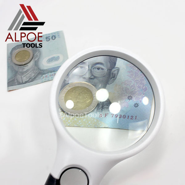 แว่นขยาย แบบด้ามจับ 2 เลนท์ขยาย มีไฟ LED รุ่น No.690XAB