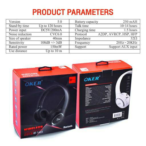 OKER BT1625 OKER HEADPHONE BLUETOOTH SKU-01799
