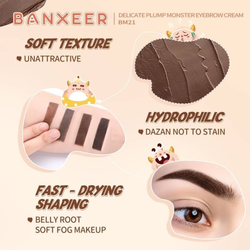 Banxeer DELICATE PLUMP MONSTER EYEBROW CREAM 1.2g แบนเซียร์ เจลเขียนคิ้ว by Nee cara