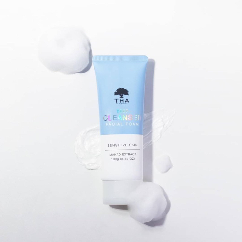 Tha ฑา Deep Cleanser Facial Foam 100 กรัม โฟมล้างหน้า for Sensitive Skin สำหรับ ผิวแพ้ง่าย โฟมมะหาด