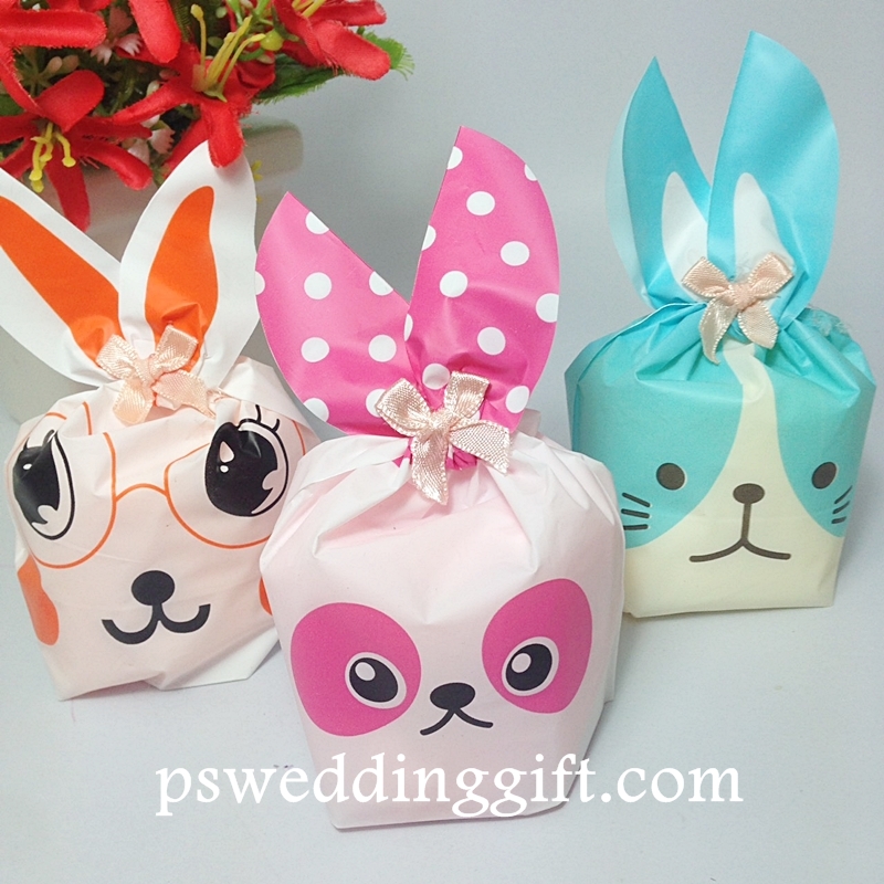 แก้วเป็กคละสี แพ็คใส่ถุงหูกระต่าย ลายการ์ตูนน่ารักๆ