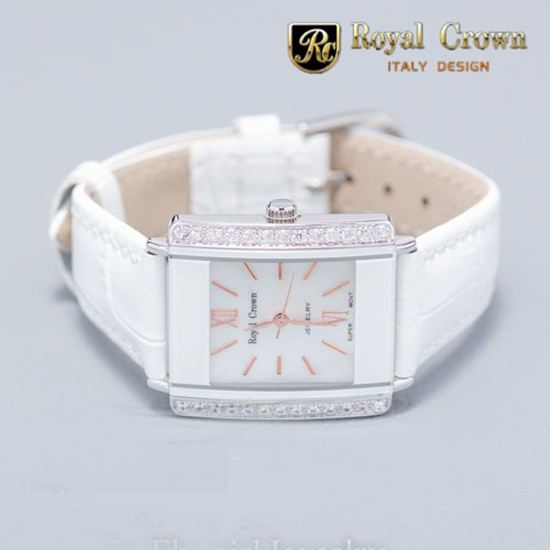 นาฬิกาเพชรสวิสแท้ Royal Crown สายหนังแท้ อิตาเลี่ยนดีไซน์สุดเท่ห์