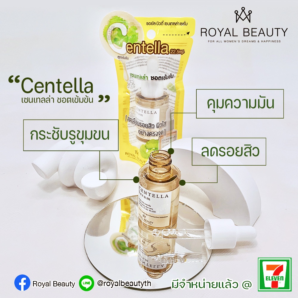 (1ขวด) Royal Beauty รอยัล บิวตี้ เซนเทลล่า เซรั่ม Centella Serum ชอตเข้มข้น 30มล.