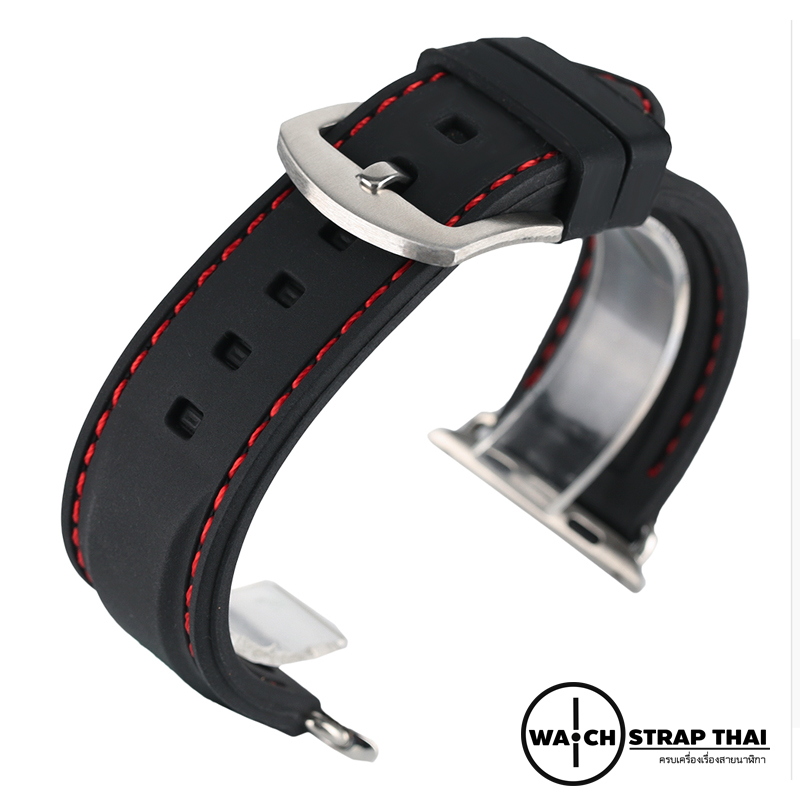 สายนาฬิกา Apple Watch สายนาฬิกายาง02 Apple watch rubber strap Black-Red ขนาด 38 mm , 42 mm