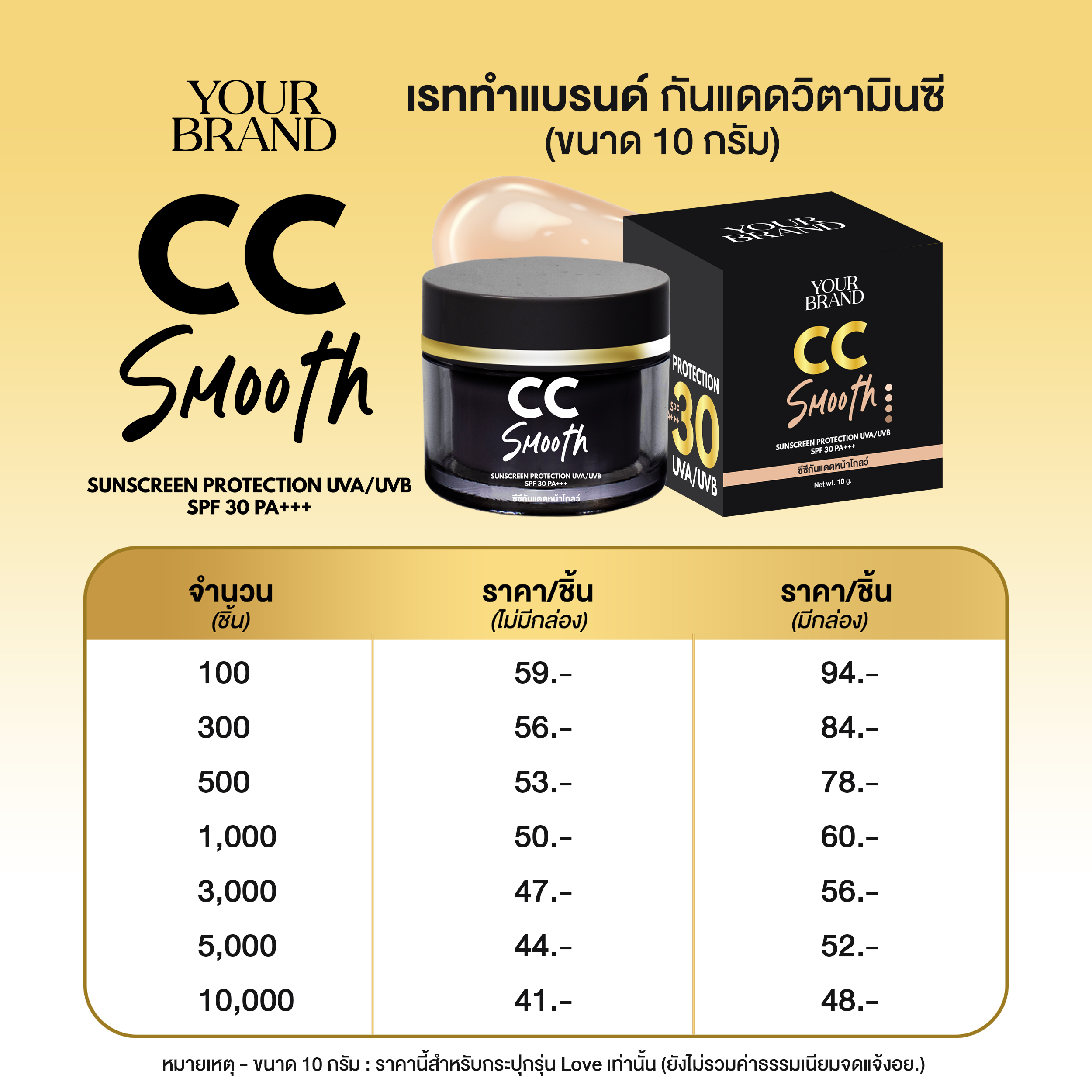 แพคเกจทำแบรนด์กันแดดวิตามินซี_10G.