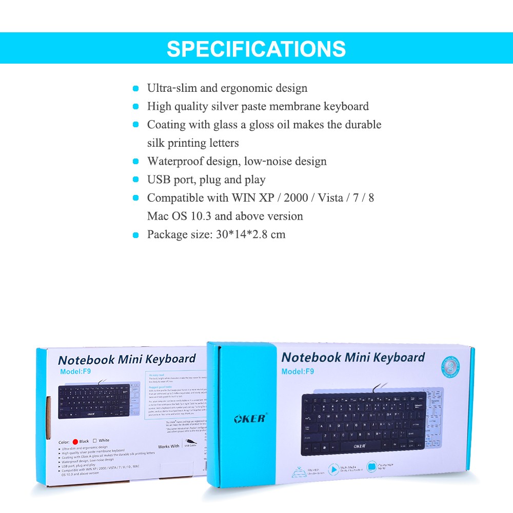F9 OKER NOTEBOOK MINI KEYBOARD USB KB-UB-OK-XF9GW